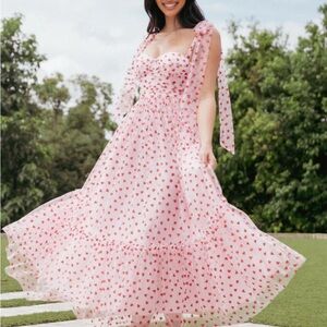 Petal & Pup Pink and White Ruffled Tiered Maxi Dress